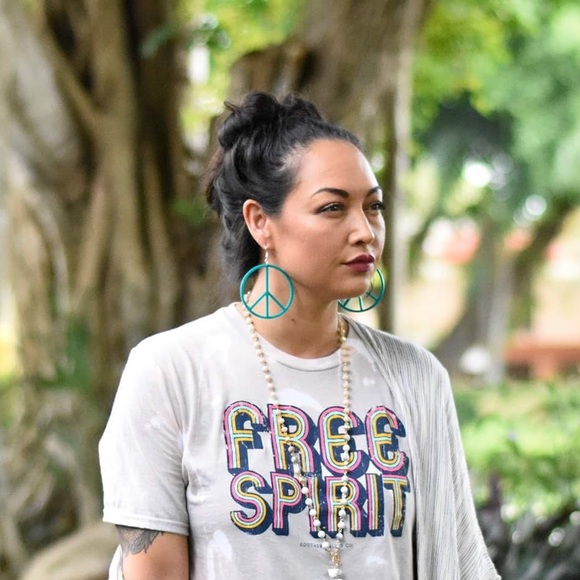 Clear Peace Sign Earrings - Picture 4 of 4